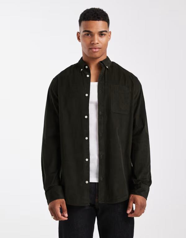 ジャック アンド ジョーンズ メンズ トップス シャツ コーデュロイ Jack & Jones corduroy shirt with pocket in dark Rosin グリーン