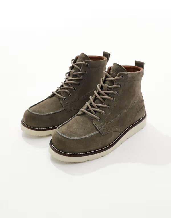 ジャック アンド ジョーンズ メンズ シューズ ブーツ・レインブーツ スエード ブーツ レース Jack & Jones suede lace up boots Gray グレー｜ReVida 店