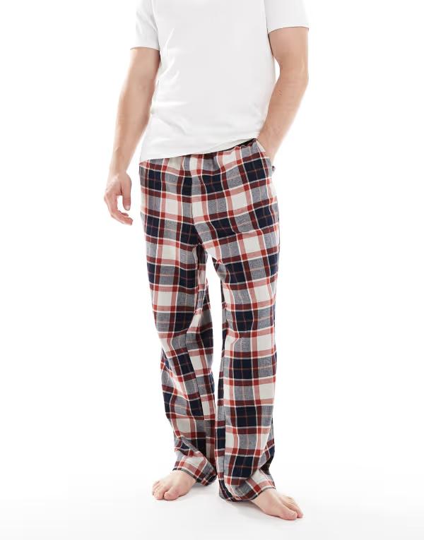 万力 アンド ジョーンズ メンズ ボトムス 心地よいズボン下 ズボン下 Jack \u0026 Jones plaid lounge pants and Cloud Dancer 青色