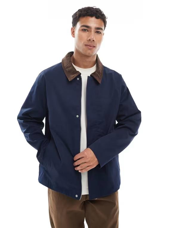 ジャック アンド ジョーンズ メンズ アウター ジャケット・ブルゾン コーデュロイ ジャケット Jack & Jones harrington jacket with corduroy collar Navy Blazer ネイビー