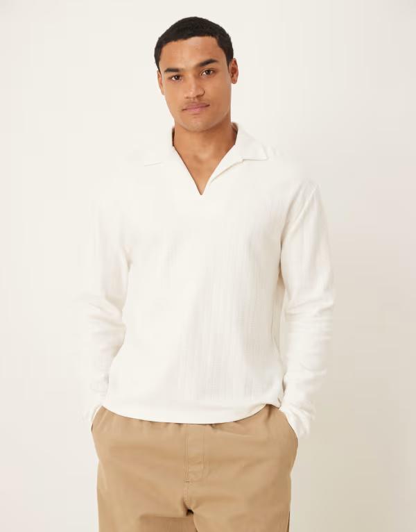 エイソス メンズ トップス ポロシャツ ASOS DESIGN relaxed polo in cream texture Coconut milk クリーム