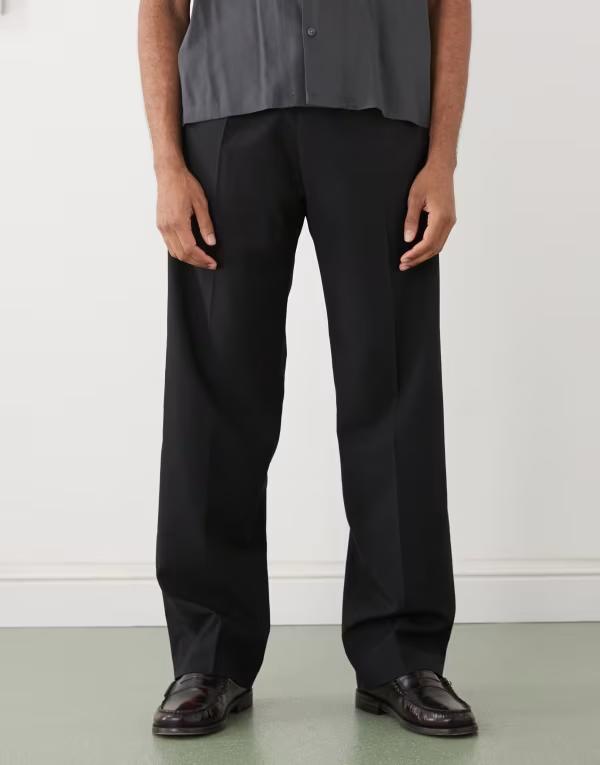 ウィークデイ メンズ ボトムス カジュアルパンツ リラックスフィット パンツ Weekday relaxed fit tailored pants Black ブラック