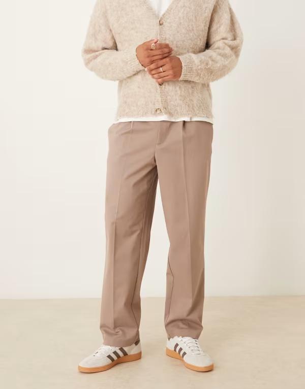 エイソス メンズ ボトムス カジュアルパンツ パンツ ASOS DESIGN oversized tapered pants BROWN ブラウン｜ReVida 店