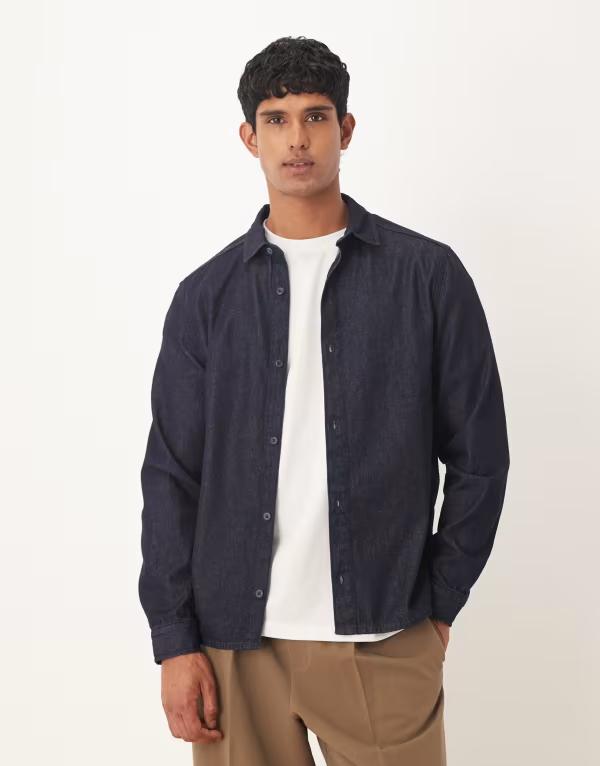 エイソス メンズ トップス シャツ レギュラーフィット デニム ASOS DESIGN long sleeve regular fit shirt in indigo denim INDIGO インディゴ