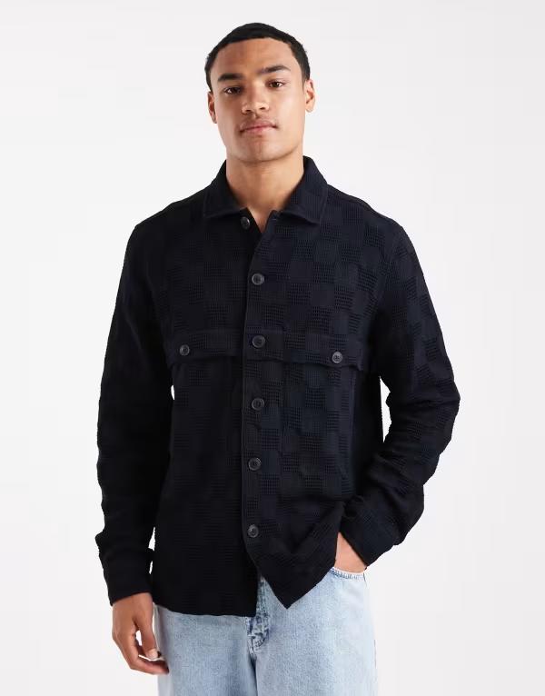 ファーラー メンズ トップス シャツ Farah Pemberton long sleeve shirt NAVY ネイビー｜ReVida 店