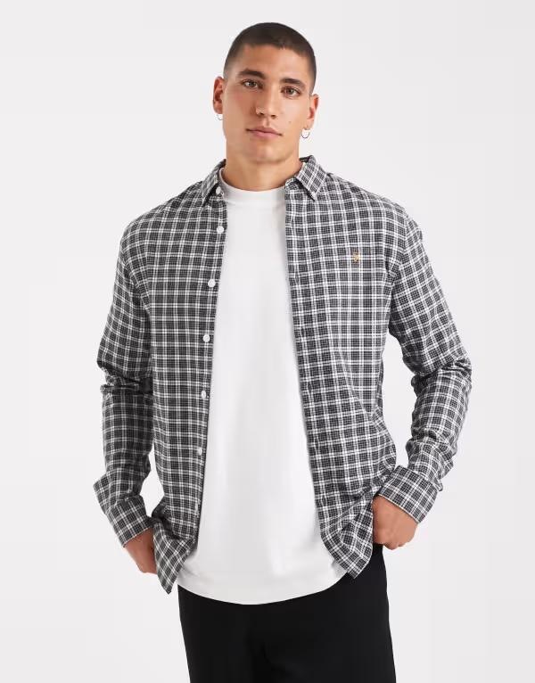 ファーラー メンズ トップス シャツ Farah Millers long sleeve plaid shirt in charcoal CHARCOAL チャコール