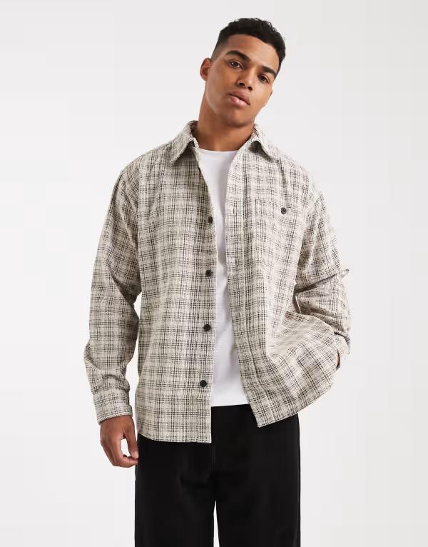 オンリーアンドサンズ メンズ トップス シャツ ONLY & SONS cord overshirt in dark cream plaid Olive night オリーブ