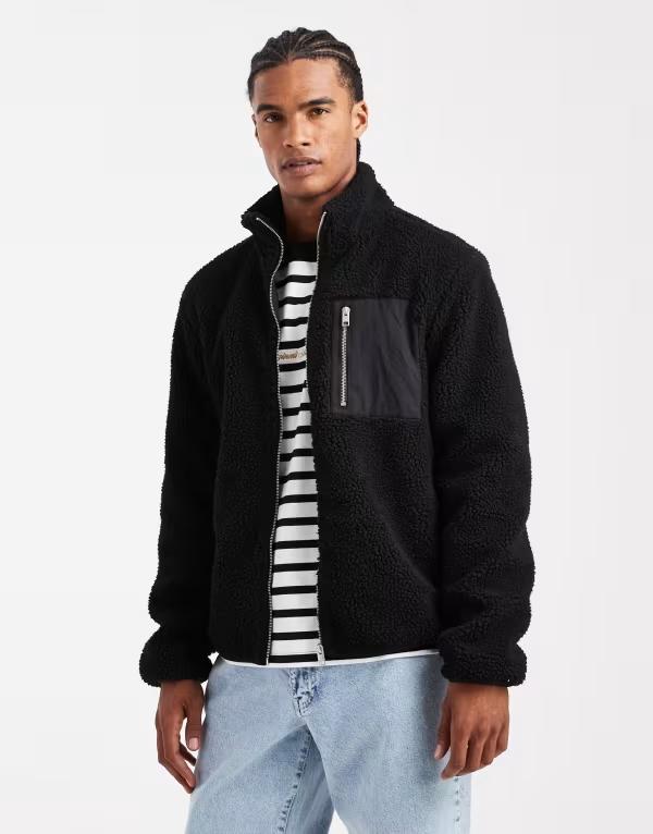 ジャック アンド ジョーンズ メンズ アウター ジャケット・ブルゾン フリース ジャケット Jack & Jones fleece jacket with pocket Black ブラック