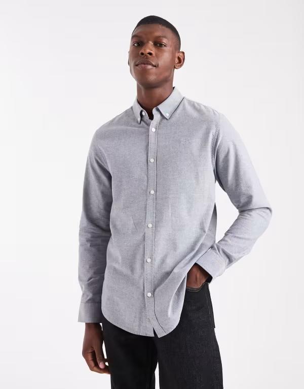 スリードベア メンズ トップス プルオーバー オックスフォード ジーンズ Threadbare long sleeve oxford shirt インチ denim BLUE 青色