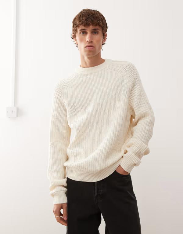 コルージョン メンズ アウター ニット・セーター セーター ニット COLLUSION knit sweater in ecru ECRU エクリュ