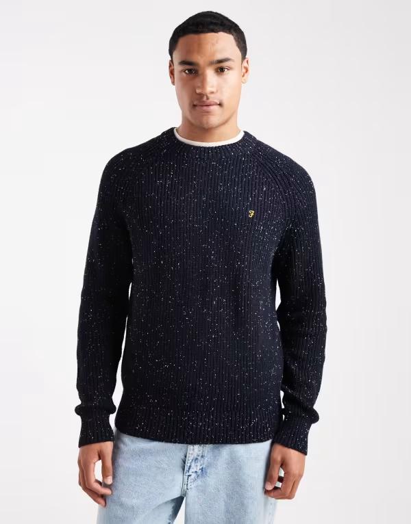ファーラー メンズ アウター ニット・セーター セーター ニット Farah sage nepped knit sweater NAVY ネイビー