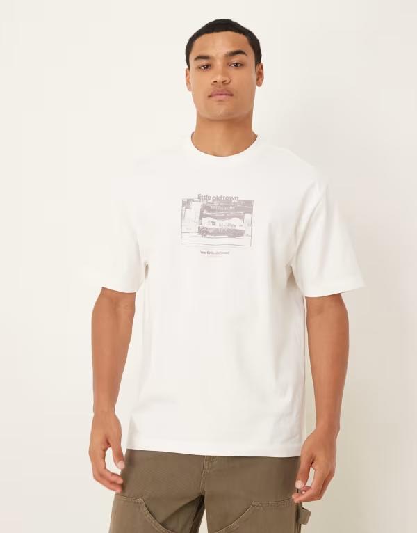 エイソス メンズ トップス Tシャツ リラックスフィット プリント シャツ ASOS DESIGN heavyweight 240gsm relaxed fit printed T-shirt in ecru Coconut milk エクリュ