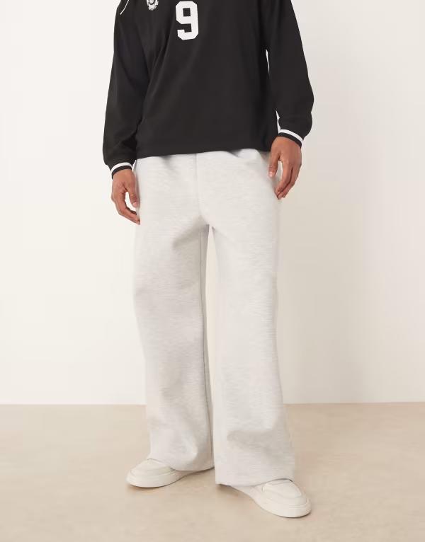 エイソス メンズ ボトムス カジュアルパンツ パンツ スウェットパンツ スキューバ ASOS DESIGN heavyweight oversized sweatpants in scuba-style fabric in light Ice Marl マール
