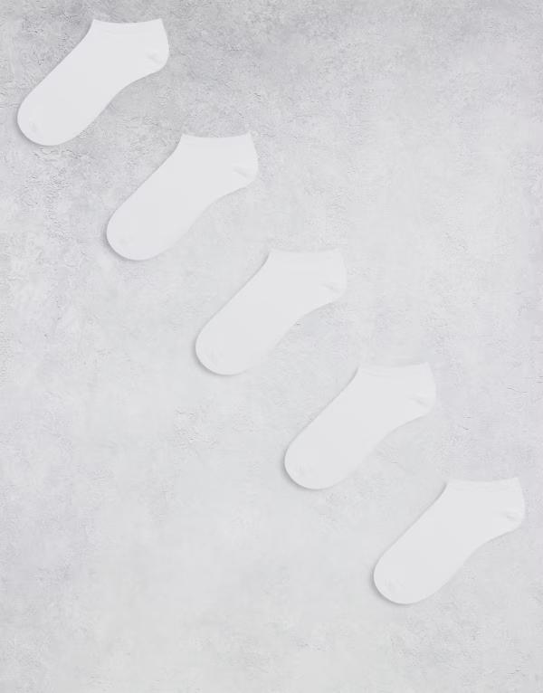 エイソス メンズ アンダーウェア 靴下 スニーカー ASOS DESIGN 5 pack sneaker socks WHITE ホワイト