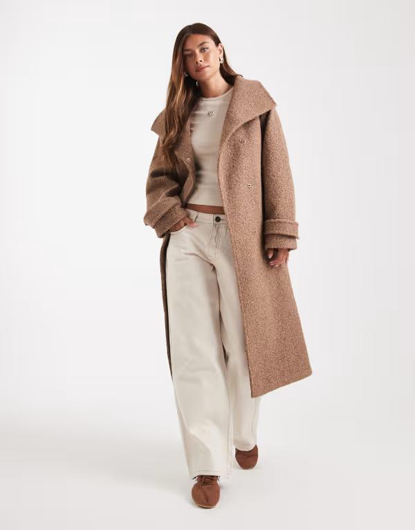 エイソス レディース アウター ジャケット・ブルゾン コート ASOS DESIGN cozy longline formal coat in mushroom Mushroom