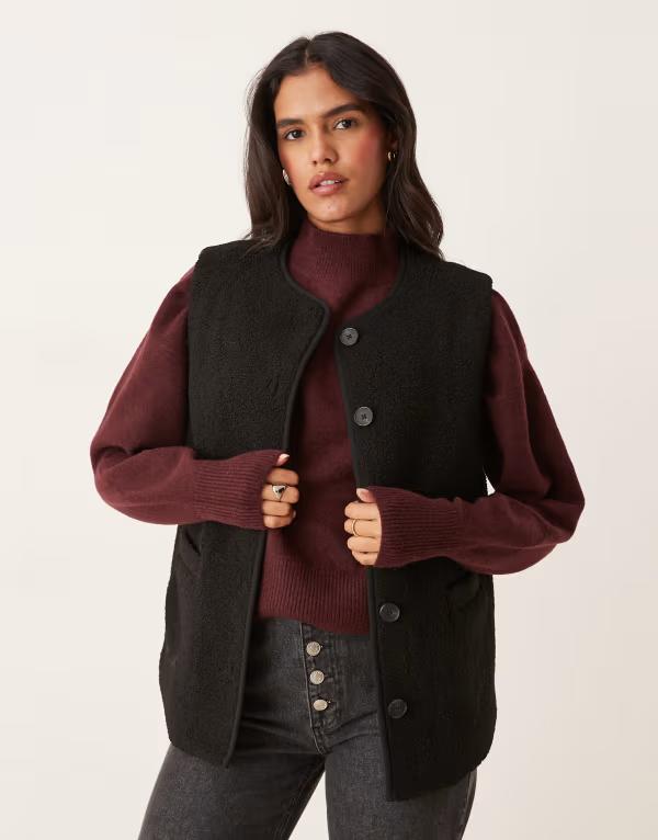 ノーバディーズ チャイルド レディース アウター ジャケット・ブルゾン ベスト Nobody's Child button up teddy vest Black ブラック