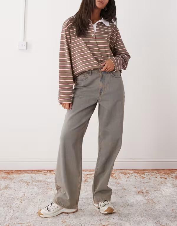 コルージョン レディース ボトムス ジーンズズボン下 デニム COLLUSION antifit mid rise jeans インチ washed Washed Brown 赤銅色