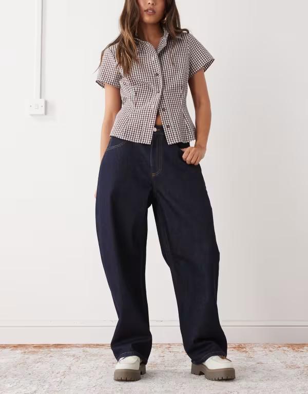 リクレイム ヴィンテージ レディース ボトムス ジーンズズボン下 ジーンズ Reclaimed Vintage barrel leg denim jean インチ indigo Indigo インディゴ