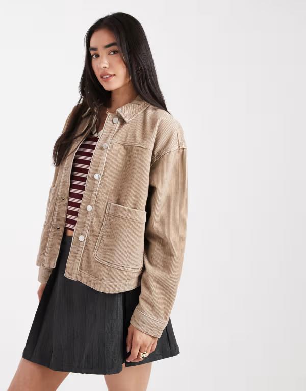 ヴェロモーダ レディース アウター ジャケット・ブルゾン コーデュロイ シャツ Vero Moda corduroy overshirt in mink Silver Mink ミンク
