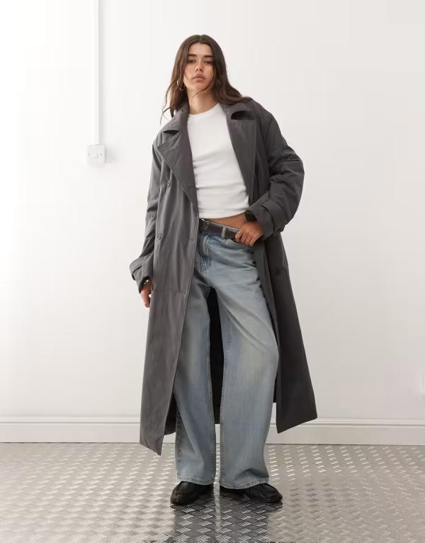 週日 レディース アウター 厚地の外套 Weekday oversized padded trench coat インチ dark Dark gray 薄墨色