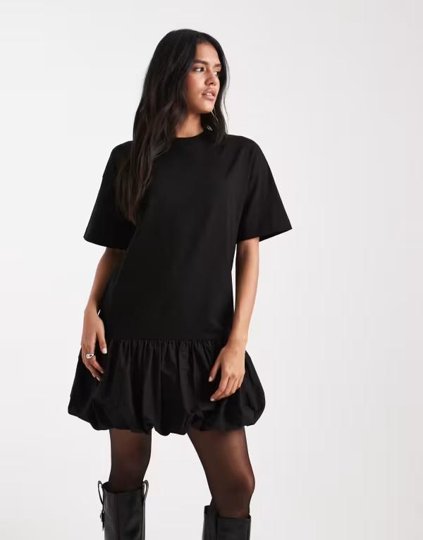 ミスセルフフリッジ レディース トップス ワンピース ミニワンピース ミニ Miss Selfridge poplin drop waist mini dress Black ブラック