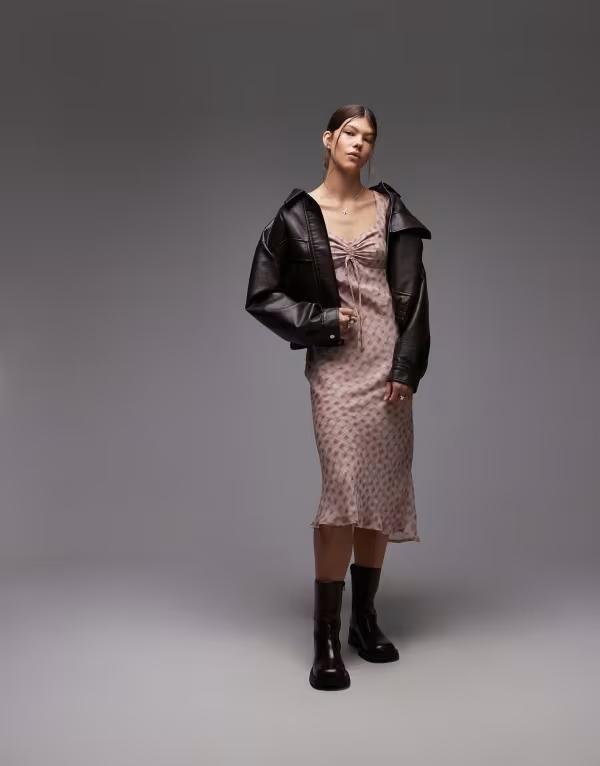エモリー パーカー レディース トップス ワンピース プリント Emory Park plaid print long sleeve midaxi dress in dusty rose Dusty rose チェック|ReVida 店