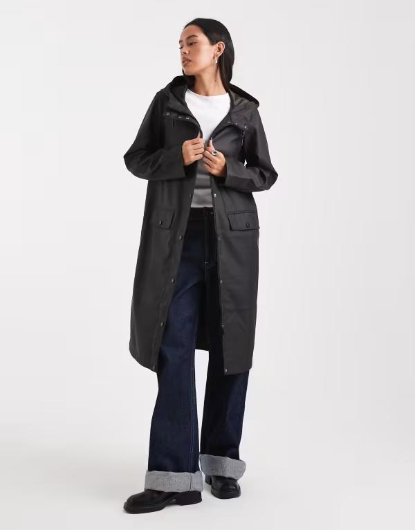 ヴェロモーダ レディース アウター ジャケット・ブルゾン コート Vero Moda longline hooded rain coat Black ブラック