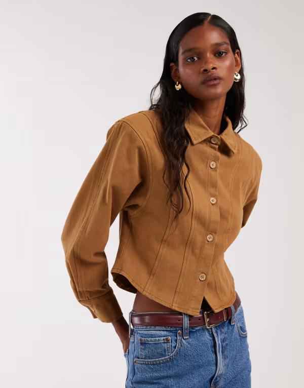 エイソス レディース アウター ジャケット・ブルゾン ジャケット ASOS DESIGN cinched twill jacket in caramel Caramel