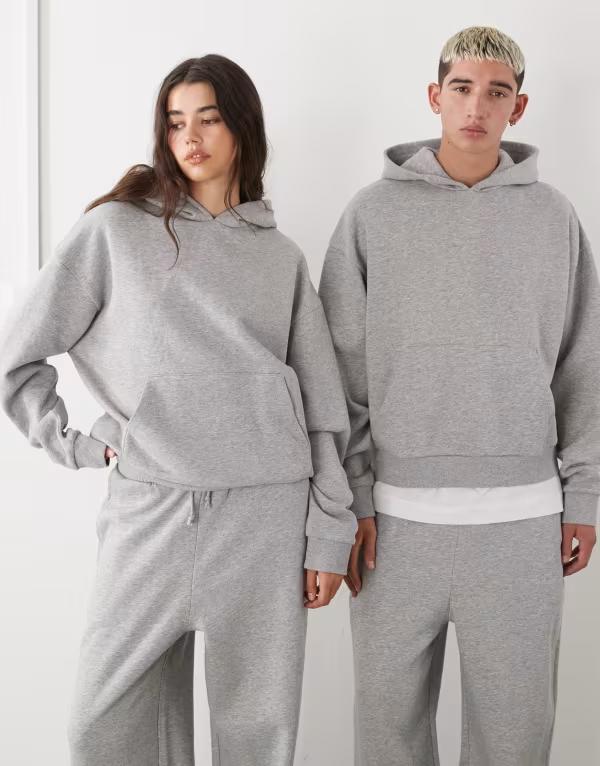 リクレイム ヴィンテージ レディース アウター パーカー・スウェット パーカー Reclaimed Vintage unisex heavyweight boxy hoodie heather Gray 薄墨色