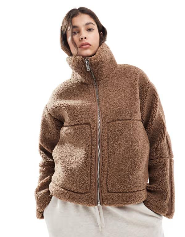 オンリー レディース アウター 上衣・上衣 上衣 ONLY slouchy teddy jacket インチ light BROWN 赤銅色