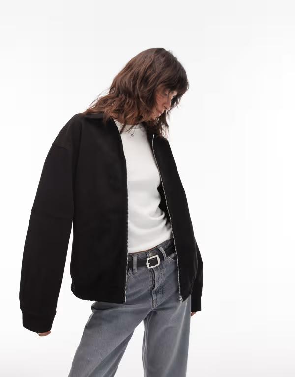 エモリー パーカー レディース アウター ジャケット・ブルゾン スエード ジャケット Emory Park oversized faux suede bomber jacket Black ブラック 22,485円