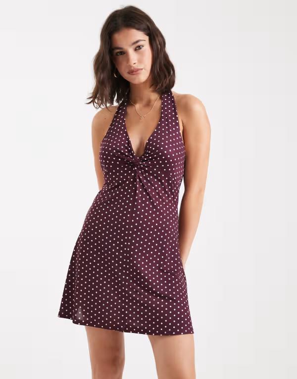 ミスセルフフリッジ レディース トップス ワンピース ドット柄 ミニワンピース ドット ミニ Miss Selfridge polka dot twist front mini dress Polka dot ドット 12,525円