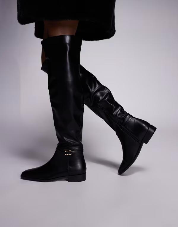 パブリックデザイア レディース シューズ ブーツ・レインブーツ Public Desire Eastburn over the knee riding boots Black ブラック 16,546円