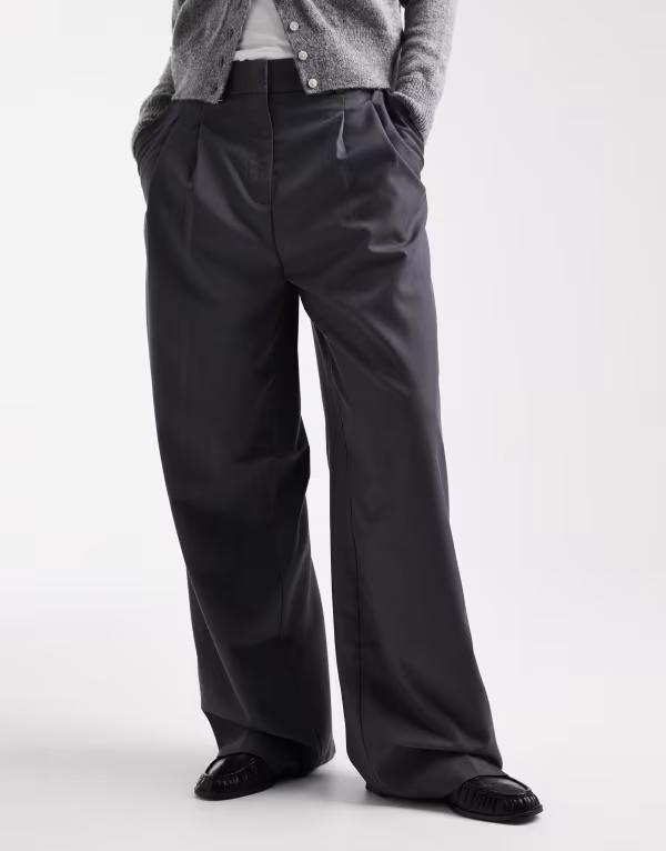 ヴェロモーダ レディース ボトムス 心地好いズボン下 ズボン下 Vero Moda dad fit tailored pants インチ medium Gray Pinstripe 薄墨色