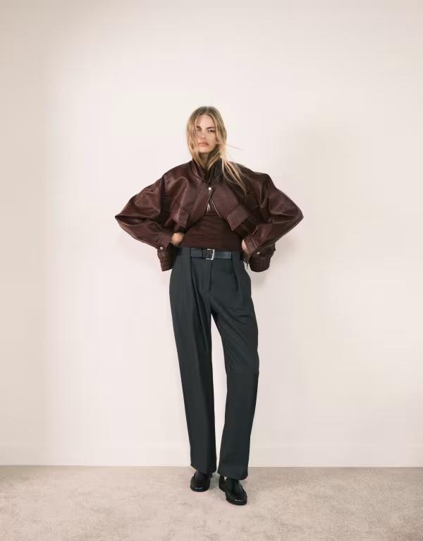 エイソス レディース ボトムス 心地好いズボン下 引っ切り無い ご機嫌酉の方角 ズボン下 ASOS DESIGN tailored high waist belted straight leg pants インチ heather gray heather 薄墨色