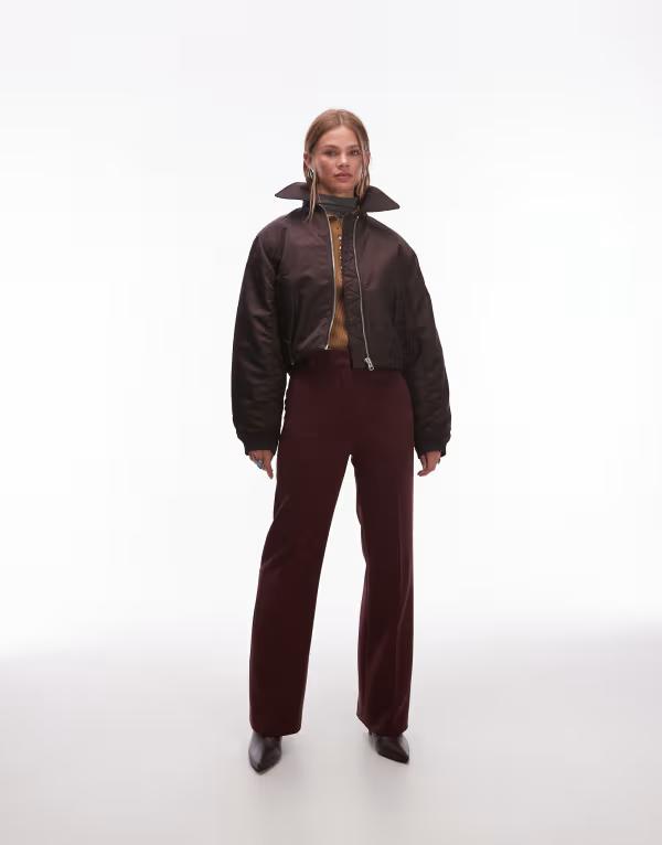 アンドアザーストーリーズ レディース ボトムス 心地好いズボン下 ズボン下 \u0026 Other Stories tailored flared pants Burgundy バーガンディ パンツ-レディースファッション