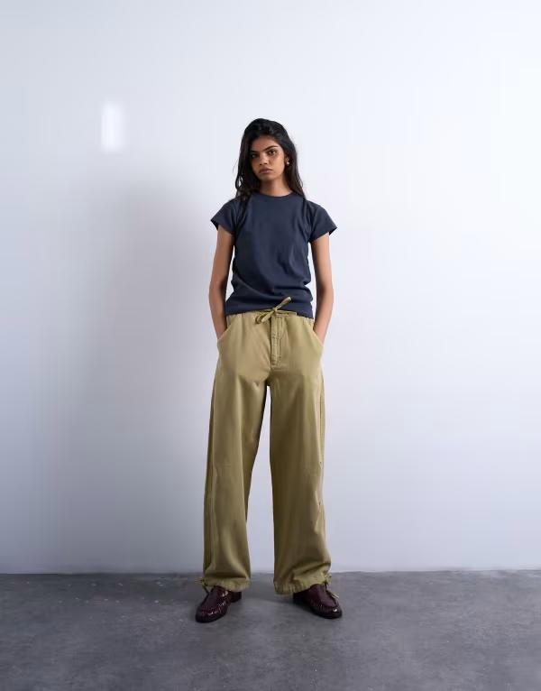 とっ始め販売店 レディース ボトムス 心地好いズボン下 ドローコードウエスト ズボン下 Topshop drawstring waist balloon pants インチ sand Sand 真砂 ボトムス-パンツ-レディースファッション