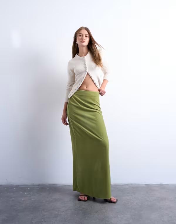 トップショップ レディース ボトムス スカート ベルベット Topshop velvet midaxi skirt avocado - part of a set Avocado