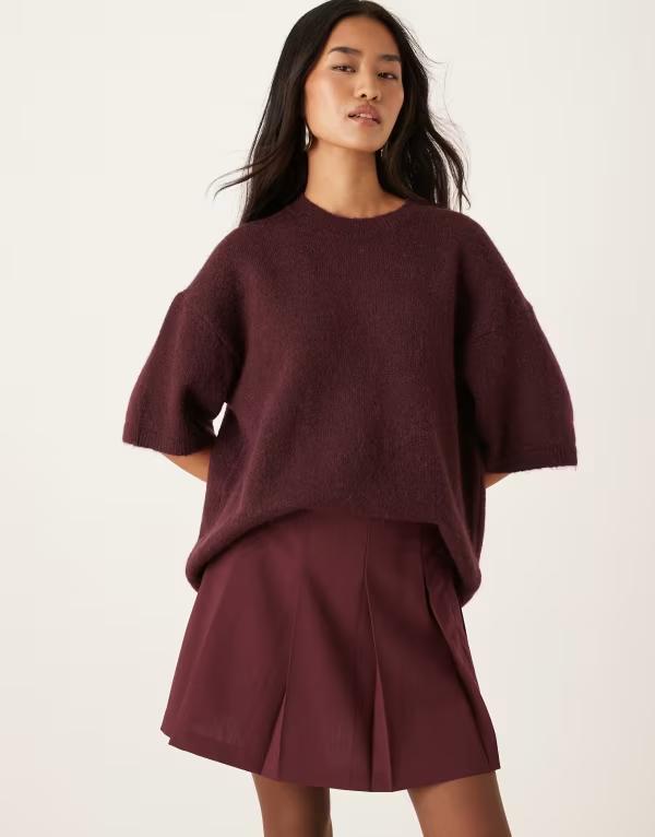 エイソス レディース ボトムス スカート プリーツ ミニ ASOS DESIGN tailored pleated mini skirt in dark cherry Dark Cherry 10,426円