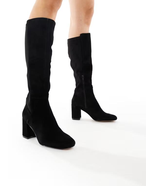 アルド レディース シューズ ブーツ・レインブーツ レザー ヒール ALDO Satori block heel knee boots leather Black ブラック