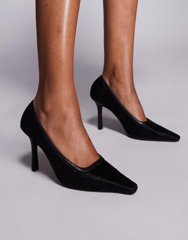 パブリックデザイア レディース シューズ パンプス チュール ギャザー Public Desire Salty ruched tulle pumps Black ブラック|ReVida 店