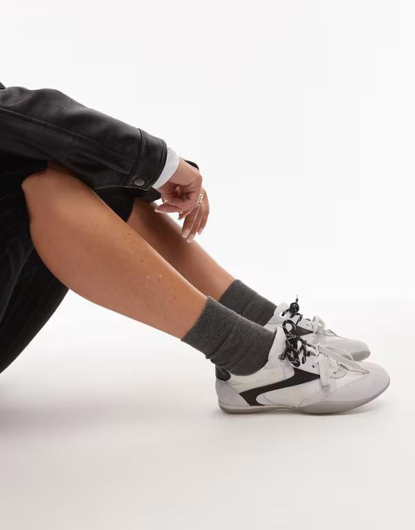 ブロンクス レディース シューズ スニーカー ヴィンテージ 対照 スピード競技 なめし革 Bronx Park-err leather sneakers with contrast laces インチ vintage WHITE 白いこと