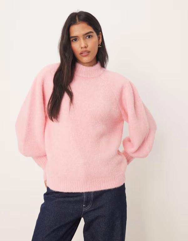 エイソス レディース アウター ニット・セーター ハイネック セーター ASOS DESIGN high neck fluffy sweater PINK ピンク