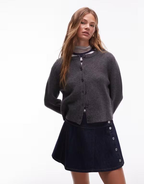 アンドアザーストーリーズ レディース アウター ジレー 羊毛 対照 \u0026 Other Stories pure wool cardigan with contrast tonal cuff Gray 薄墨色