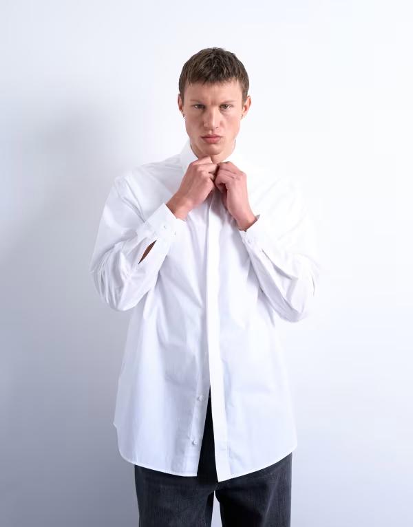 いの一番マン メンズ トップス プルオーバー オーバーサイズフィット Topman oversized fit formal shirt WHITE 白いこと