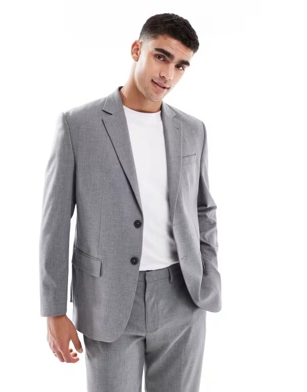 ジャック アンド ジョーンズ メンズ アウター ジャケット・ブルゾン レギュラーフィット ウール ジャケット Jack & Jones regular fit wool blend suit jacket Light Gray Melange グレー