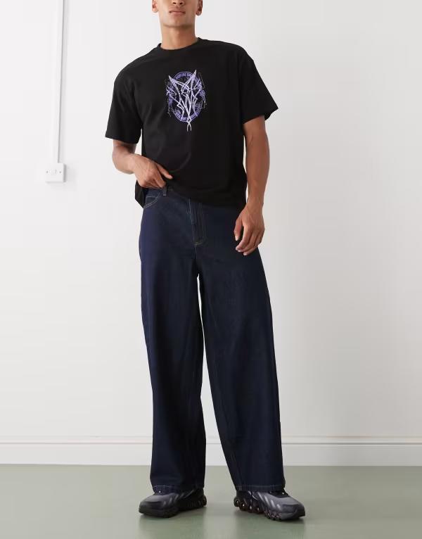 リクレイム ヴィンテージ メンズ ボトムス デニムパンツ ワイドレッグ デニム ジーンズ Reclaimed Vintage baggy wide leg denim jeans in indigo Indigo インディゴ