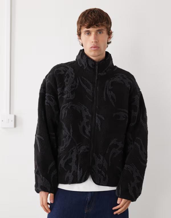 ウィークデイ メンズ アウター パーカー・スウェット ジャケット Weekday jaquard pile jacket Black ブラック 20,986円
