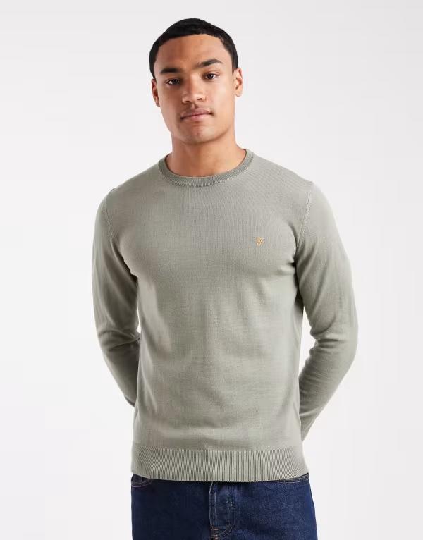ファーラー メンズ アウター 編み物・プルオーバー 毛糸 プルオーバー Farah Mullen merino wool sweater GREEN 緑であること