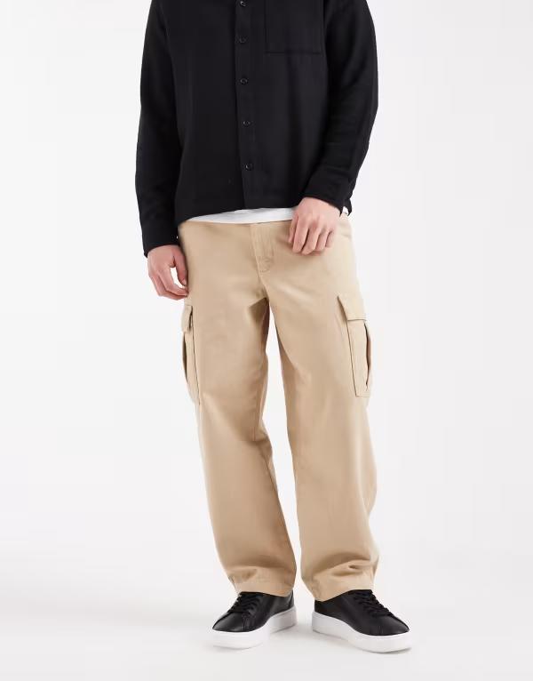 エイソス メンズ ボトムス カジュアルパンツ カーゴパンツ パンツ ASOS DESIGN relaxed tapered cargo pants BEIGE ベージュ